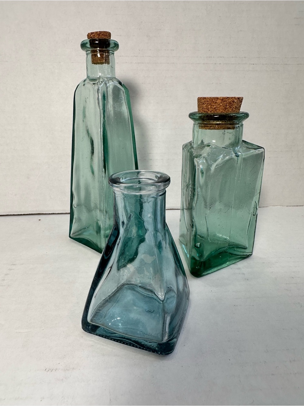 Vintage Green and Blue Glass Bottles